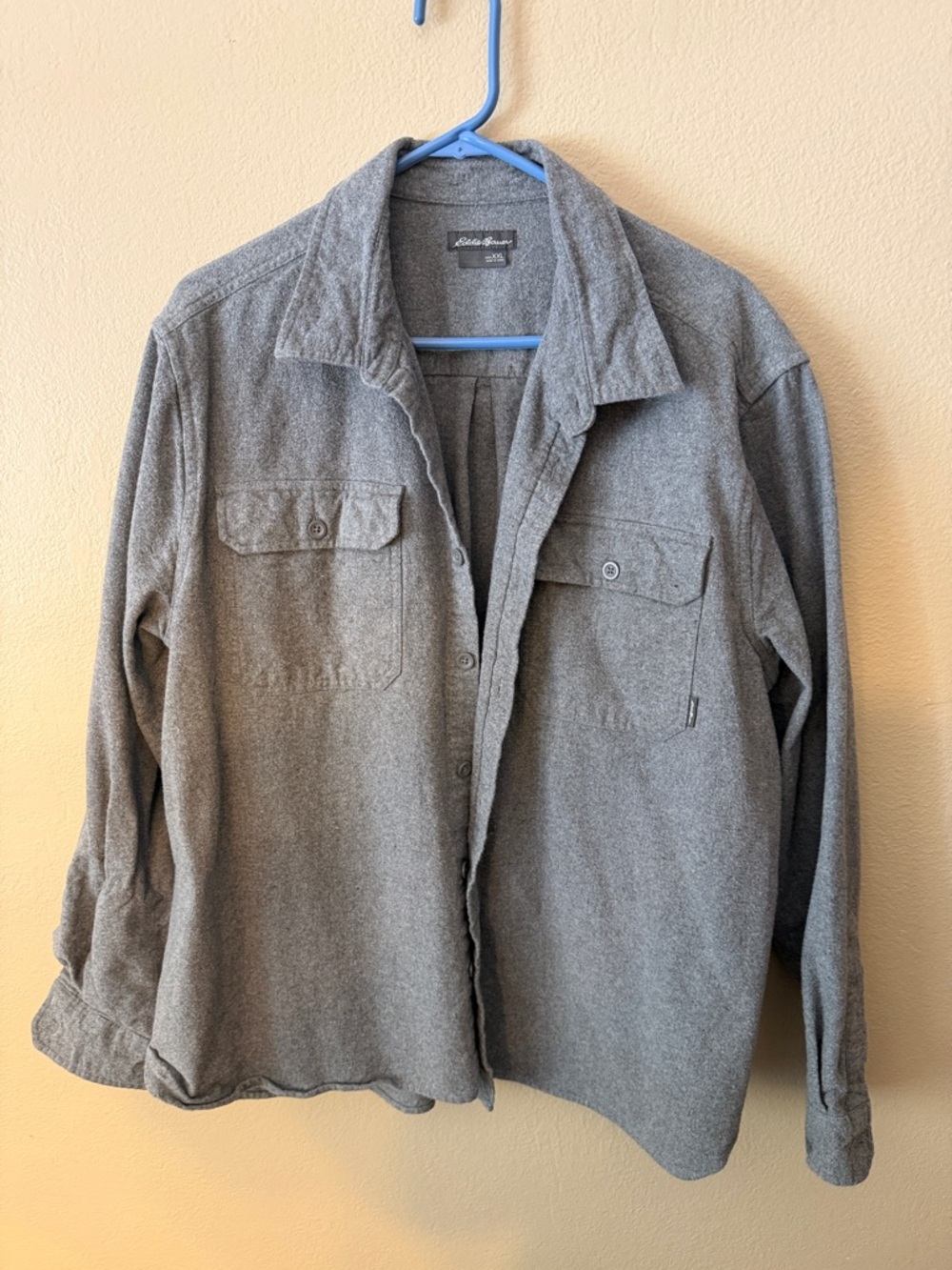 Eddie Bauer Men's Gray Button-Front Wool-Blend Shirt Jacket